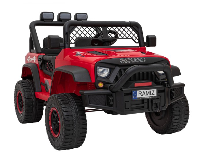 Autko terenowe Geoland Power dla 2 dzieci Czerwony + Pilot + Silniki 2x200W + Bagażnik + Radio MP3 + LED-6 7206 