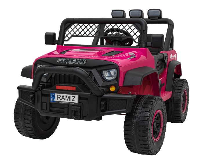 Autko terenowe Geoland Power dla 2 dzieci Różowy + Pilot + Silniki 2x200W + Bagażnik + Radio MP3 + LED-2 7208 