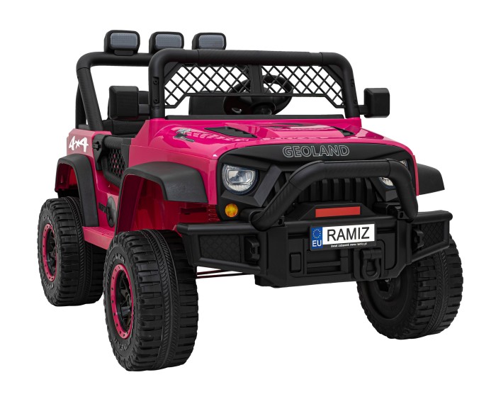 Autko terenowe Geoland Power dla 2 dzieci Różowy + Pilot + Silniki 2x200W + Bagażnik + Radio MP3 + LED-7 7208 