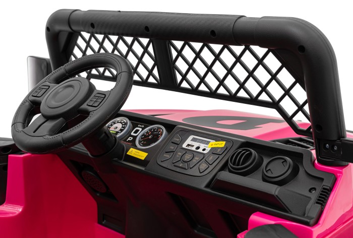 Autko terenowe Geoland Power dla 2 dzieci Różowy + Pilot + Silniki 2x200W + Bagażnik + Radio MP3 + LED-12 7208 