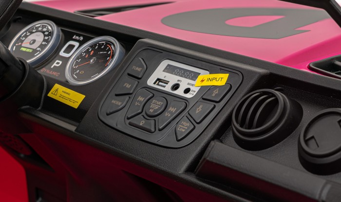 Autko terenowe Geoland Power dla 2 dzieci Różowy + Pilot + Silniki 2x200W + Bagażnik + Radio MP3 + LED-13 7208 