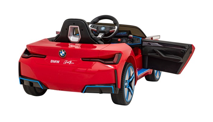 Autko BMW i4 na akumulator dla dzieci Czerwony + Wolny Start + EVA + Ekoskóra + Audio LED + Pilot-7 7219 
