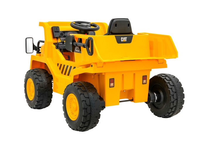 Wywrotka Caterpillar na akumulator dla dzieci Żółty + Ruchomy kiper + Łopatka + Megafon + Audio LED + Ekoskóra-5 7225 