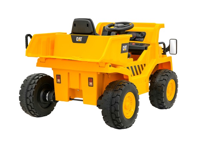 Wywrotka Caterpillar na akumulator dla dzieci Żółty + Ruchomy kiper + Łopatka + Megafon + Audio LED + Ekoskóra-6 7225 