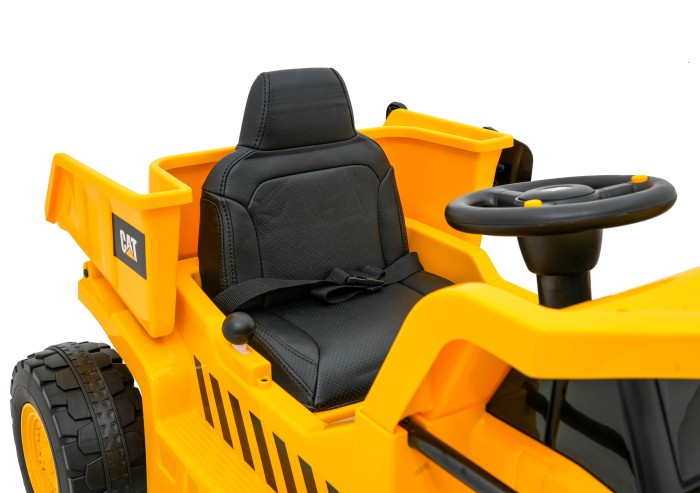 Wywrotka Caterpillar na akumulator dla dzieci Żółty + Ruchomy kiper + Łopatka + Megafon + Audio LED + Ekoskóra-11 7225 