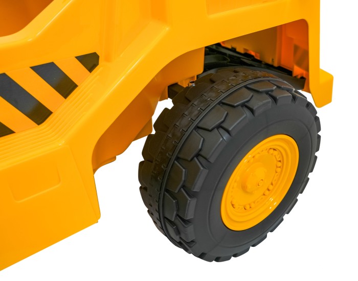 Wywrotka Caterpillar na akumulator dla dzieci Żółty + Ruchomy kiper + Łopatka + Megafon + Audio LED + Ekoskóra-14 7225 