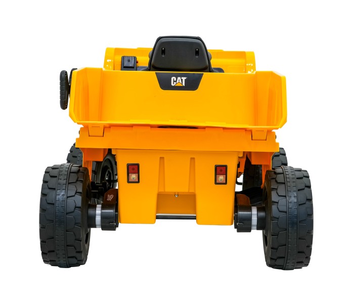 Wywrotka Caterpillar na akumulator dla dzieci Żółty + Ruchomy kiper + Łopatka + Megafon + Audio LED + Ekoskóra-18 7225 