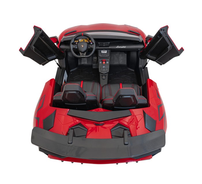 Lamborghini Aventador SV na akumulator dla 2 dzieci Czerwony + Silnik bezszczotkowy + Pompowane koła + Audio LED-8 7252 
