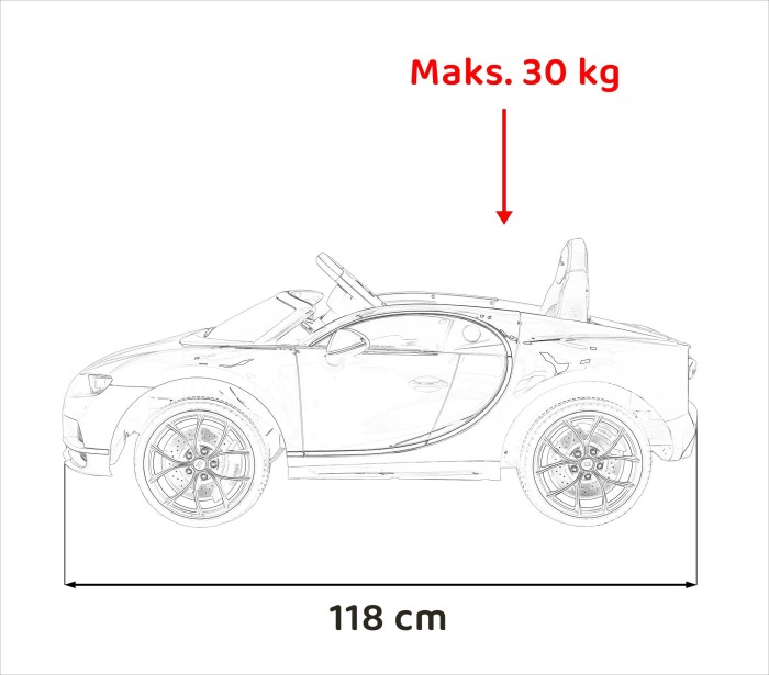 Bugatti Chiron na akumulator dla dzieci Niebieski + Pilot + Bagażnik + EVA + Amortyzatory + Audio LED-20 7269 