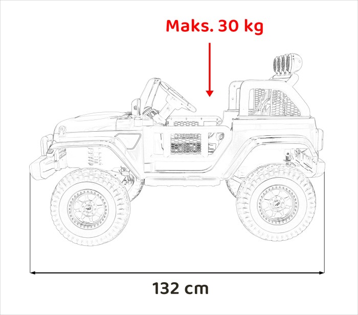 Auto terenowe OFF-ROAD 3.0 dla dzieci Czerwony + Pilot + Wolny Start + Pasy + Audio LED-19 7286 