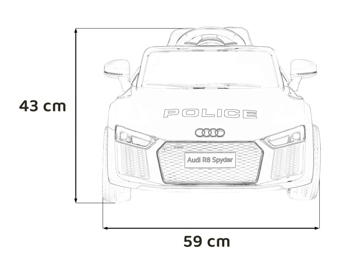 Audi R8 Policja na akumulator dla dzieci + Pilot + EVA + Wolny Start + MP3 LED-81 7303 
