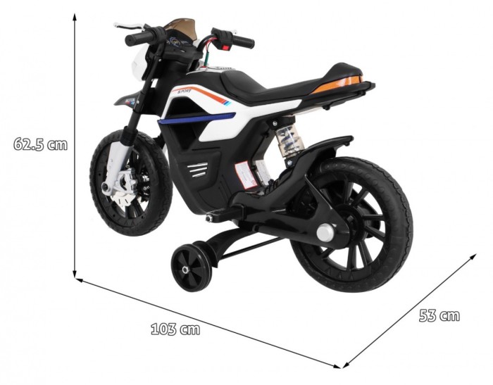 Motor Night Rider na akumulator dla dzieci Biały + Kółka pomocnicze + MP3 USB + Gaz w manetce-2 7597 