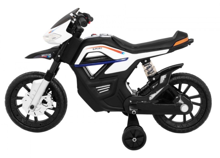 Motor Night Rider na akumulator dla dzieci Biały + Kółka pomocnicze + MP3 USB + Gaz w manetce-4 7597 