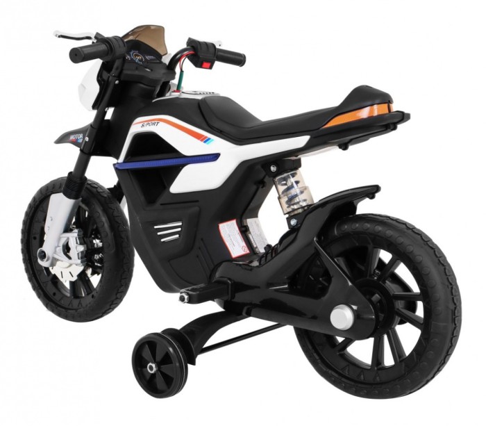 Motor Night Rider na akumulator dla dzieci Biały + Kółka pomocnicze + MP3 USB + Gaz w manetce-5 7597 