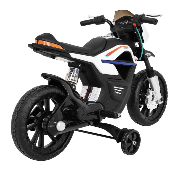 Motor Night Rider na akumulator dla dzieci Biały + Kółka pomocnicze + MP3 USB + Gaz w manetce-6 7597 