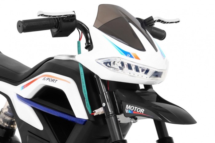 Motor Night Rider na akumulator dla dzieci Biały + Kółka pomocnicze + MP3 USB + Gaz w manetce-8 7597 