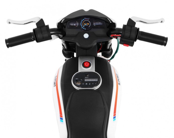 Motor Night Rider na akumulator dla dzieci Biały + Kółka pomocnicze + MP3 USB + Gaz w manetce-9 7597 
