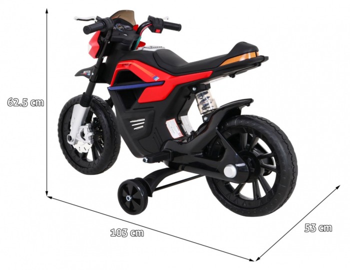 Motor Night Rider na akumulator dla dzieci Czerwony + Kółka pomocnicze + MP3 USB + Gaz w manetce-2 7598 