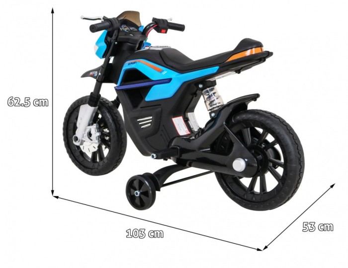 Motor Night Rider na akumulator dla dzieci Niebieski + Kółka pomocnicze + MP3 USB + Gaz w manetce-2 7599 