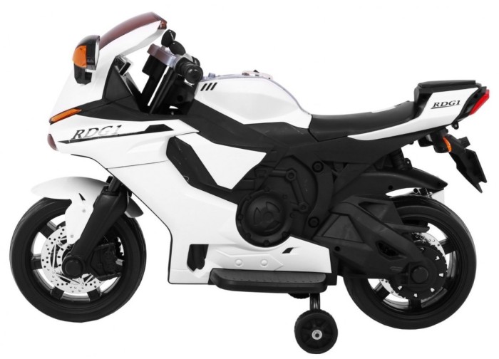 Motorek R1 Superbike elektryczny dla dzieci Biały + Kółka pomocnicze + Klakson + Światła LED-4 7604 