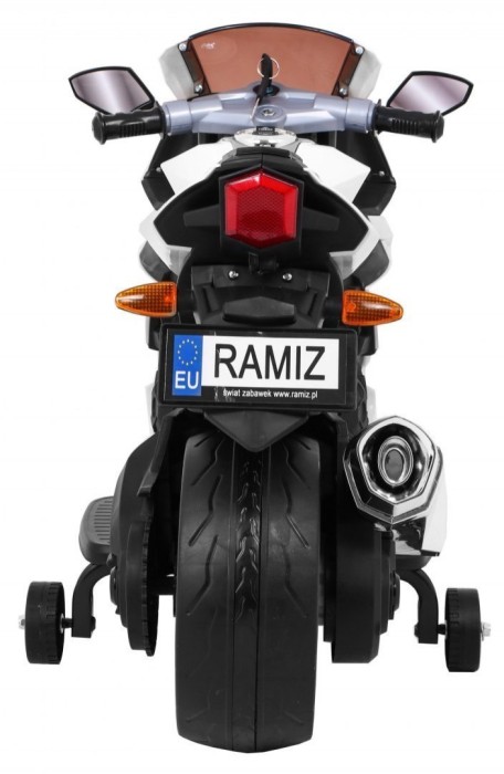 Motorek R1 Superbike elektryczny dla dzieci Biały + Kółka pomocnicze + Klakson + Światła LED-6 7604 