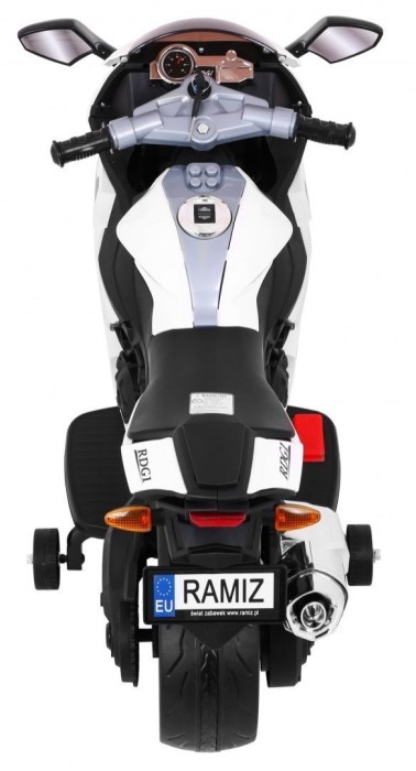 Motorek R1 Superbike elektryczny dla dzieci Biały + Kółka pomocnicze + Klakson + Światła LED-7 7604 