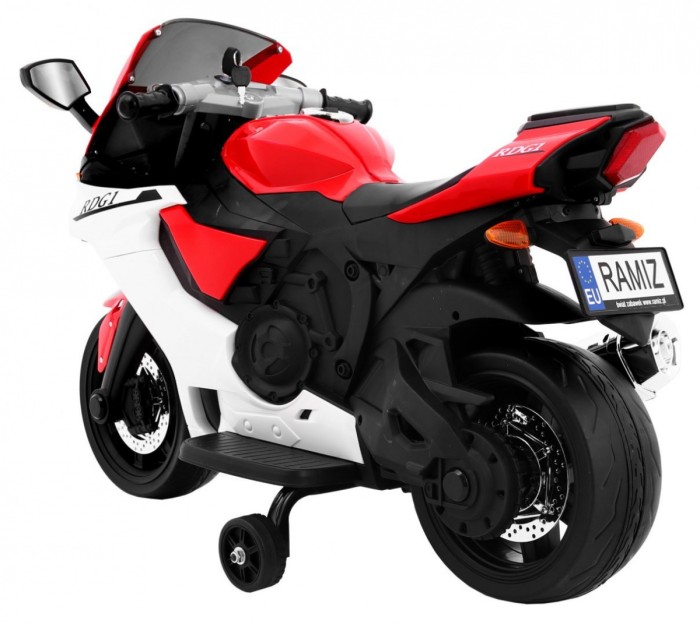Motorek R1 Superbike elektryczny dla dzieci Czerwony + Kółka pomocnicze + Klakson + Światła LED-3 7605 