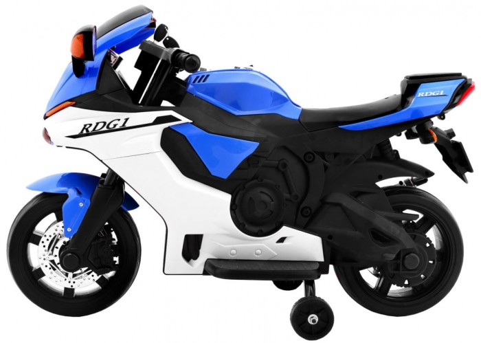 Motorek R1 Superbike elektryczny dla dzieci Niebieski + Kółka pomocnicze + Klakson + Światła LED-2 7606 