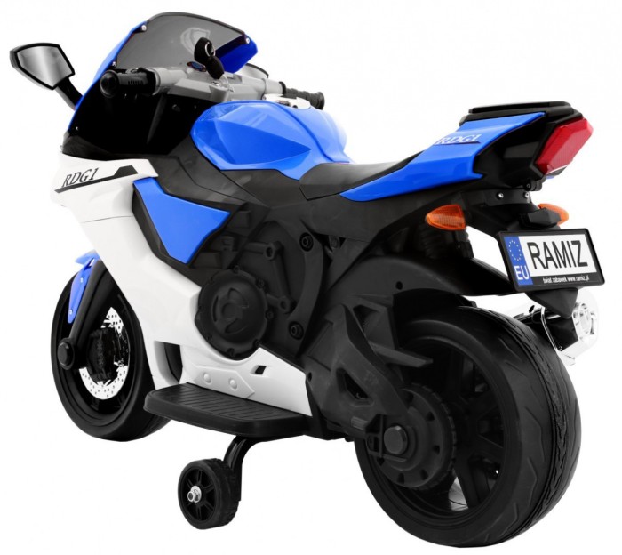 Motorek R1 Superbike elektryczny dla dzieci Niebieski + Kółka pomocnicze + Klakson + Światła LED-3 7606 