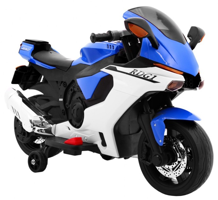Motorek R1 Superbike elektryczny dla dzieci Niebieski + Kółka pomocnicze + Klakson + Światła LED-5 7606 