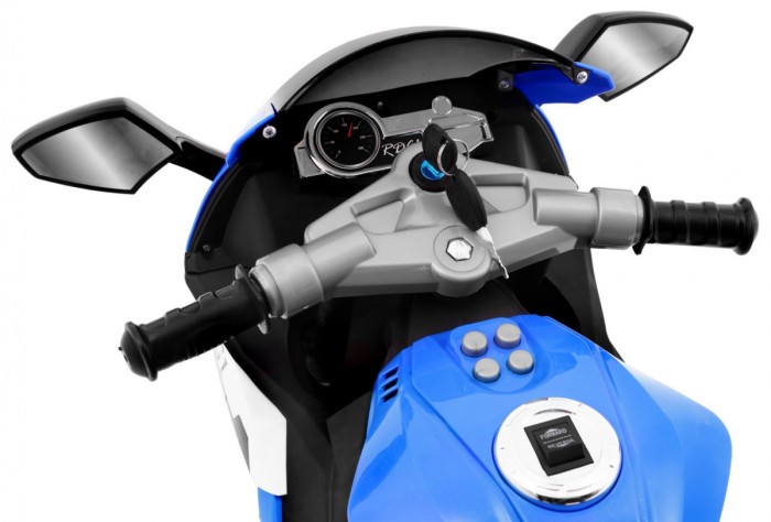 Motorek R1 Superbike elektryczny dla dzieci Niebieski + Kółka pomocnicze + Klakson + Światła LED-6 7606 