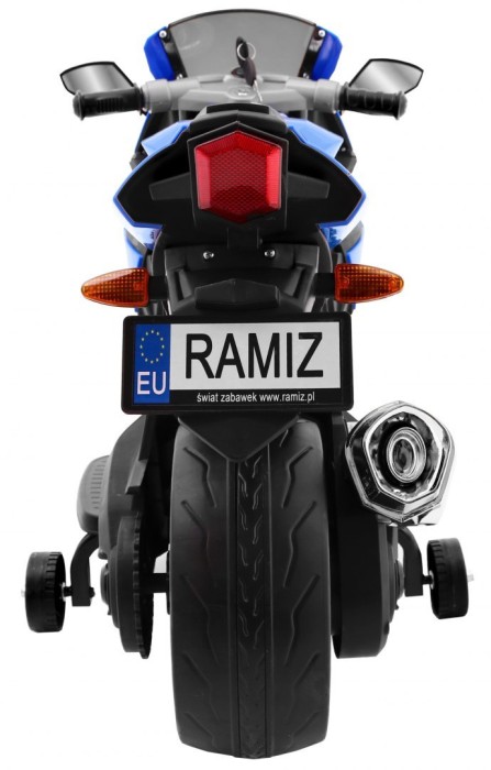 Motorek R1 Superbike elektryczny dla dzieci Niebieski + Kółka pomocnicze + Klakson + Światła LED-7 7606 