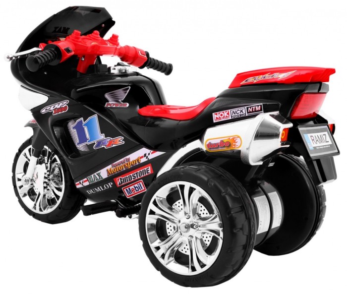 Motorek Trójkołowy RR1000 elektryczny dla dzieci Czarny + Dźwięki + Światła + Schowek-4 7607 