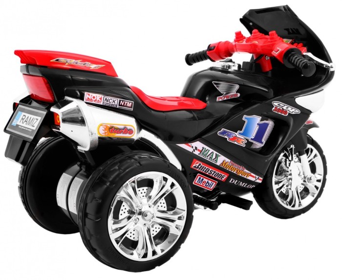 Motorek Trójkołowy RR1000 elektryczny dla dzieci Czarny + Dźwięki + Światła + Schowek-5 7607 