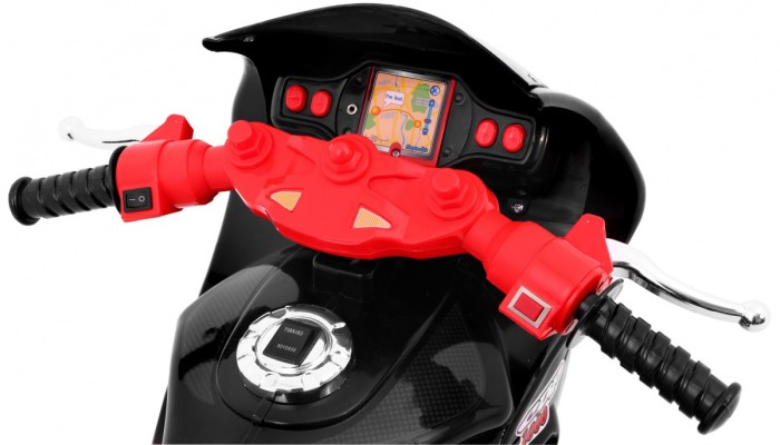 Motorek Trójkołowy RR1000 elektryczny dla dzieci Czarny + Dźwięki + Światła + Schowek-8 7607 