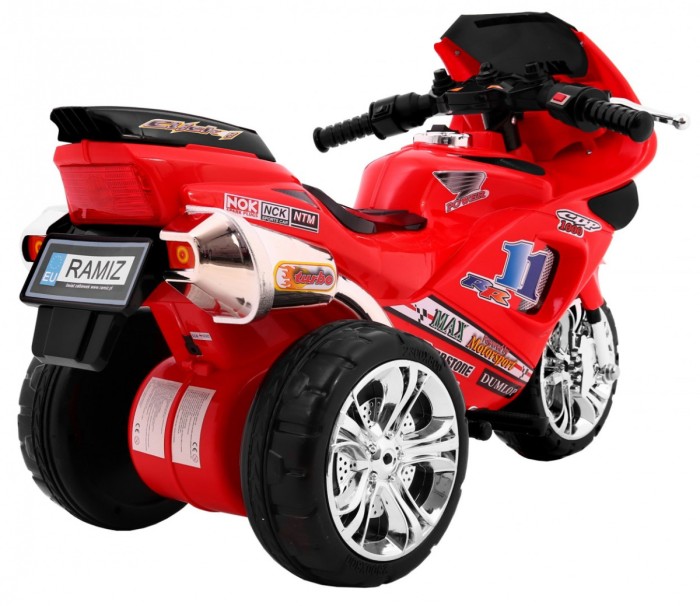 Motorek Trójkołowy RR1000 elektryczny dla dzieci Czerwony + Dźwięki + Światła + Schowek-11 7608 