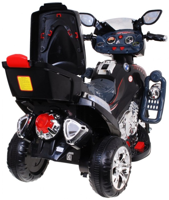 Motorek F928 na akumulator dla dzieci Czarny + Kufer + Światła + Klakson + Melodie-2 7612 