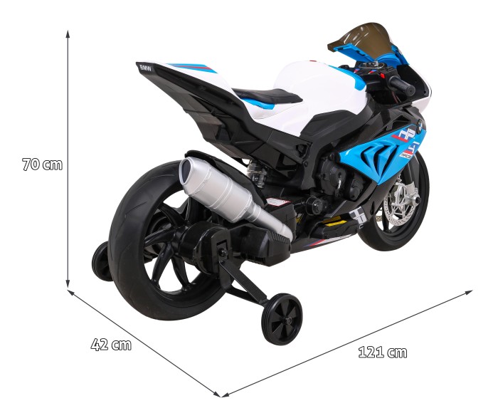 Motor BMW HP4 na akumulator dla dzieci Niebieski + Pomocnicze kółka + Wolny Start + EVA + MP3 LED-12 7620 