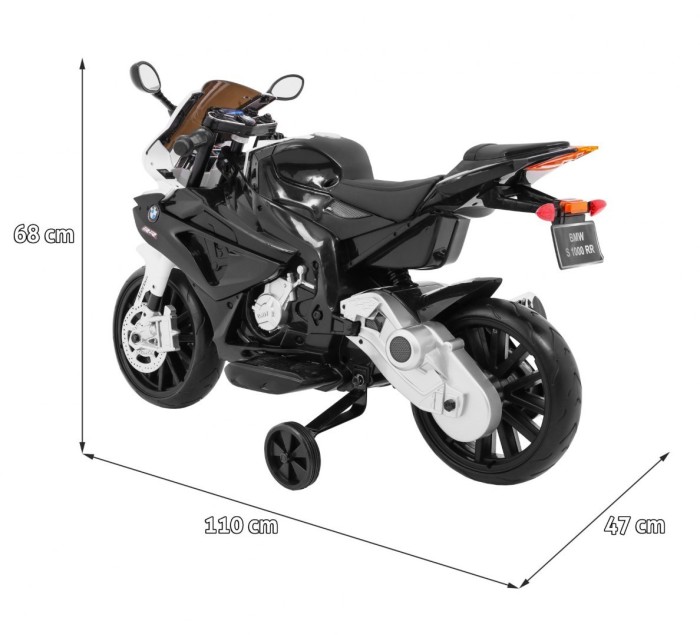 Motor na akumulator BMW S1000 RR dla dzieci Czarny + Kółeczka pomocnicze + Nóżka podpórka-2 7625 