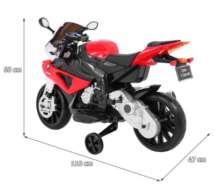 Motor na akumulator BMW S1000 RR dla dzieci Czerwony + Kółeczka pomocnicze + Nóżka podpórka-2 7626 