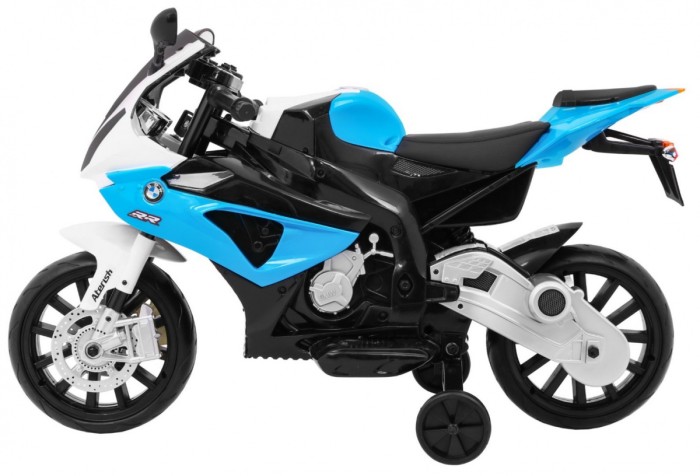Motor na akumulator BMW S1000 RR dla dzieci Niebieski + Kółeczka pomocnicze + Nóżka podpórka-4 7627 