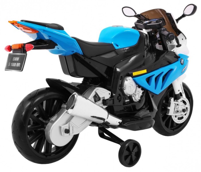 Motor na akumulator BMW S1000 RR dla dzieci Niebieski + Kółeczka pomocnicze + Nóżka podpórka-9 7627 