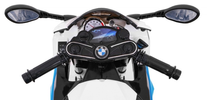 Motor na akumulator BMW S1000 RR dla dzieci Niebieski + Kółeczka pomocnicze + Nóżka podpórka-13 7627 