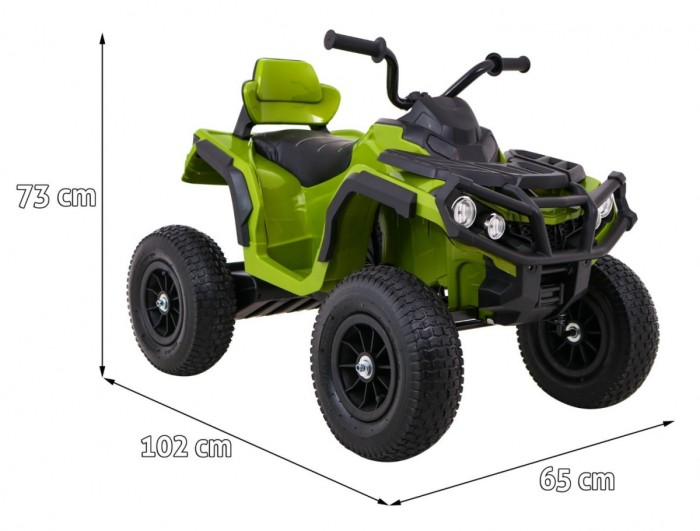Quad ATV Air na akumulator dla dzieci Zielony + Koła pompowane + Radio MP3 + Wolny Start-2 7666 