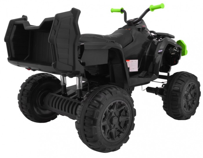 Quad XL ATV na akumulator dla dzieci Czarno-Zielony + Napęd 4x4 + Bagażnik + Wolny Start + EVA + Audio LED-6 7691 