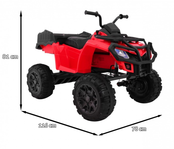 Quad XL ATV na akumulator dla dzieci Czerwony + Napęd 4x4 + Bagażnik + Wolny Start + EVA + Audio LED-2 7692 