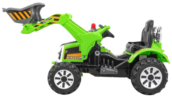 Spychacz na akumulator dla dzieci Traktor Zielony + Ruchoma łyżka + Trąbka + Pasy + 2 prędkości-4 7753 