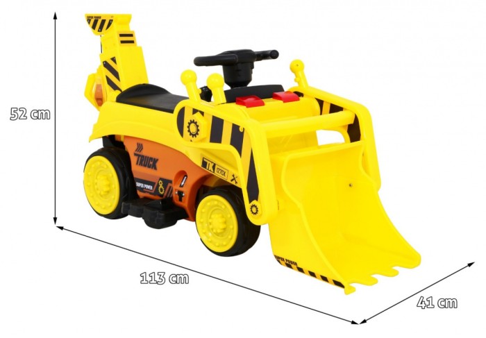 Koparka na akumulator dla dzieci Traktor Żółty + Ruchoma łyżka + Audio LED-2 7757 