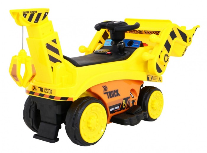 Koparka na akumulator dla dzieci Traktor Żółty + Ruchoma łyżka + Audio LED-6 7757 