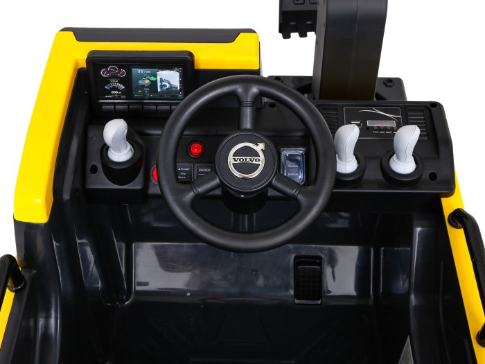 Koparka Volvo na akumulator Żółta + Ruchoma łyżka + 2 baseniki + 150 piłek + Pilot + Radio MP3 + LED-9 7758 